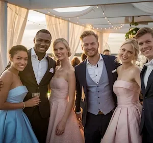 people posing for photobooth