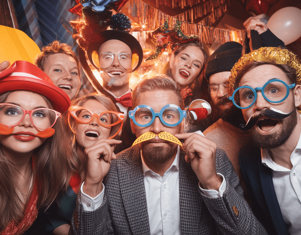 funny people posing photobooth ai art