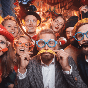 funny people posing photobooth ai art