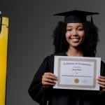 student met diploma en fotobooth